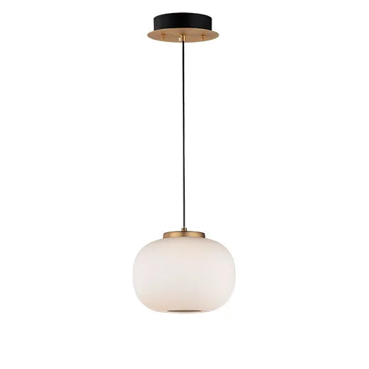 Spherical Soji LED Pendant, 960 Lumens, 8W, 3000K CCT, 120V, Black/Gold Finish 11" Height