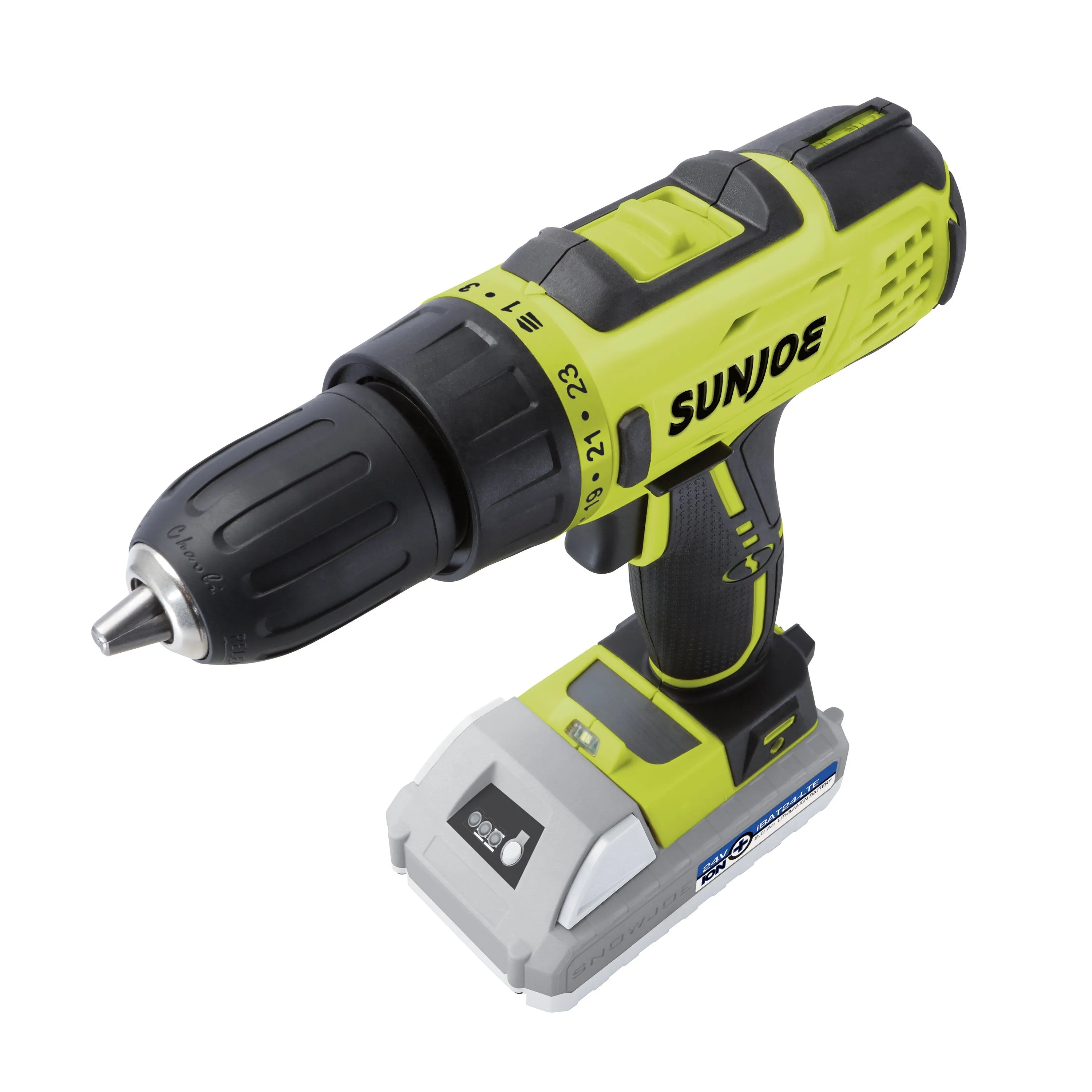 Sun Joe 24V-DD-LTE 24-Volt iON  Cordless Drill Driver Kit | W/ 2.0-Ah Battery and Charger