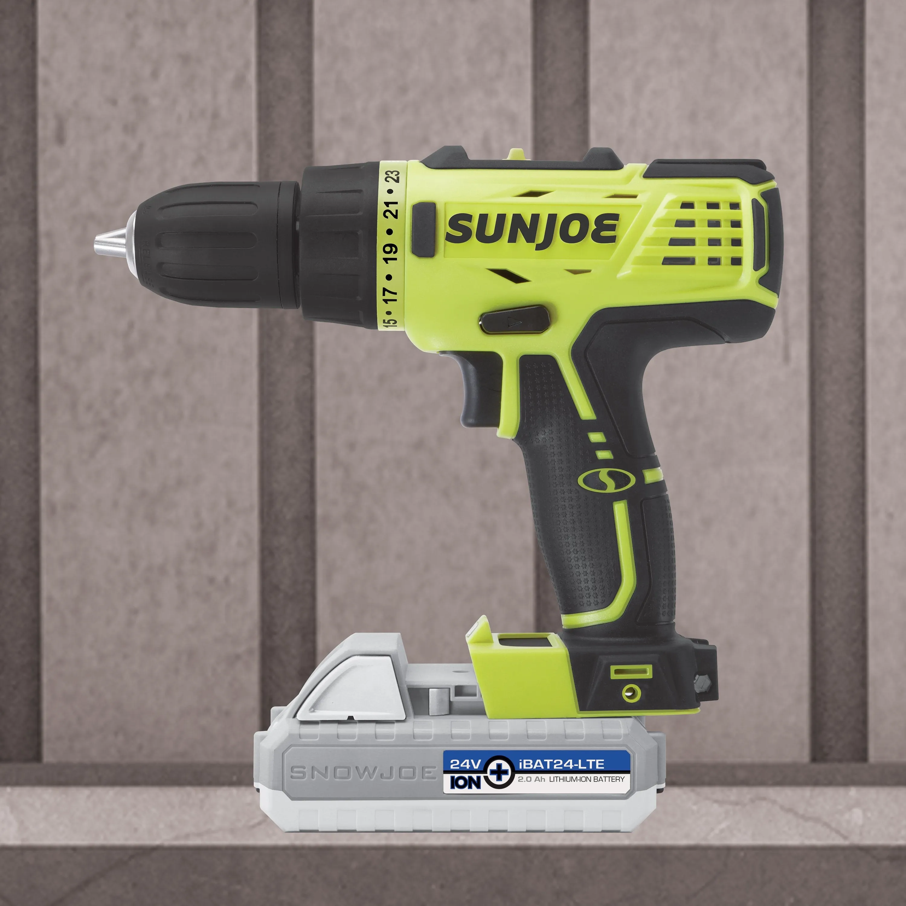 Sun Joe 24V-DD-LTE 24-Volt iON  Cordless Drill Driver Kit | W/ 2.0-Ah Battery and Charger