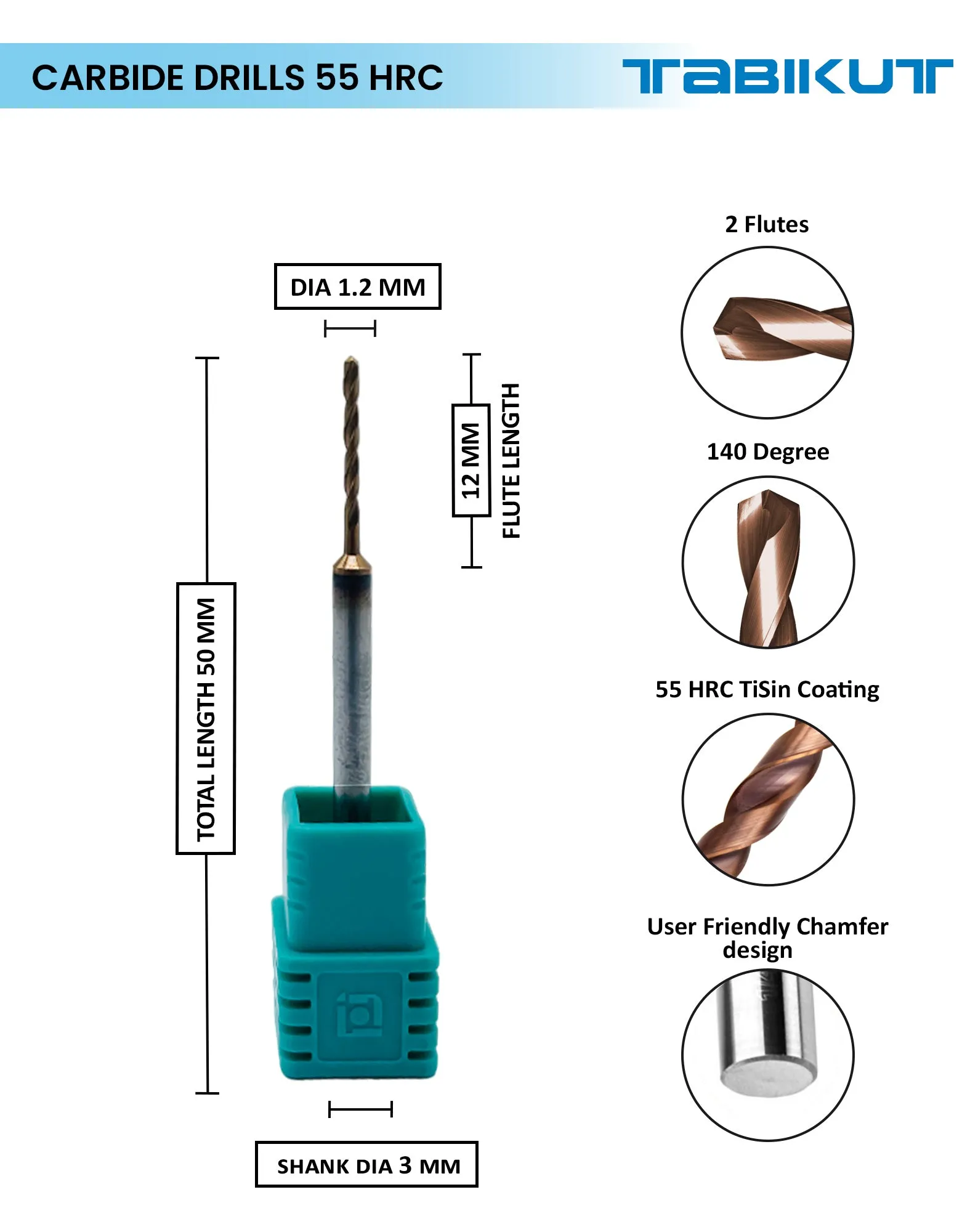 TABIKUT drill 1 mm to 1.9 mm pack of 1 (1 piece as per size choosen )