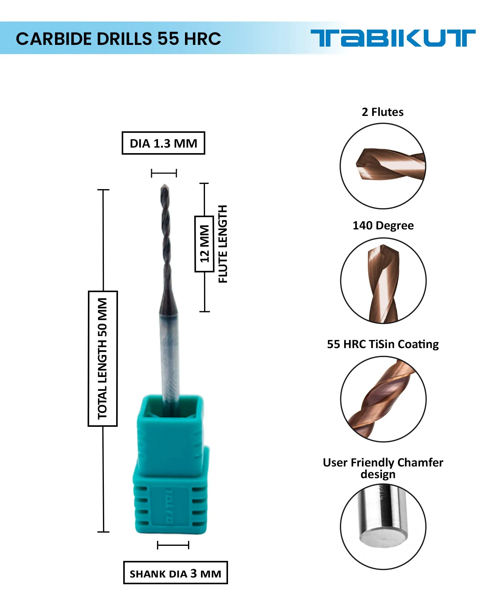 TABIKUT drill 1 mm to 1.9 mm pack of 1 (1 piece as per size choosen )