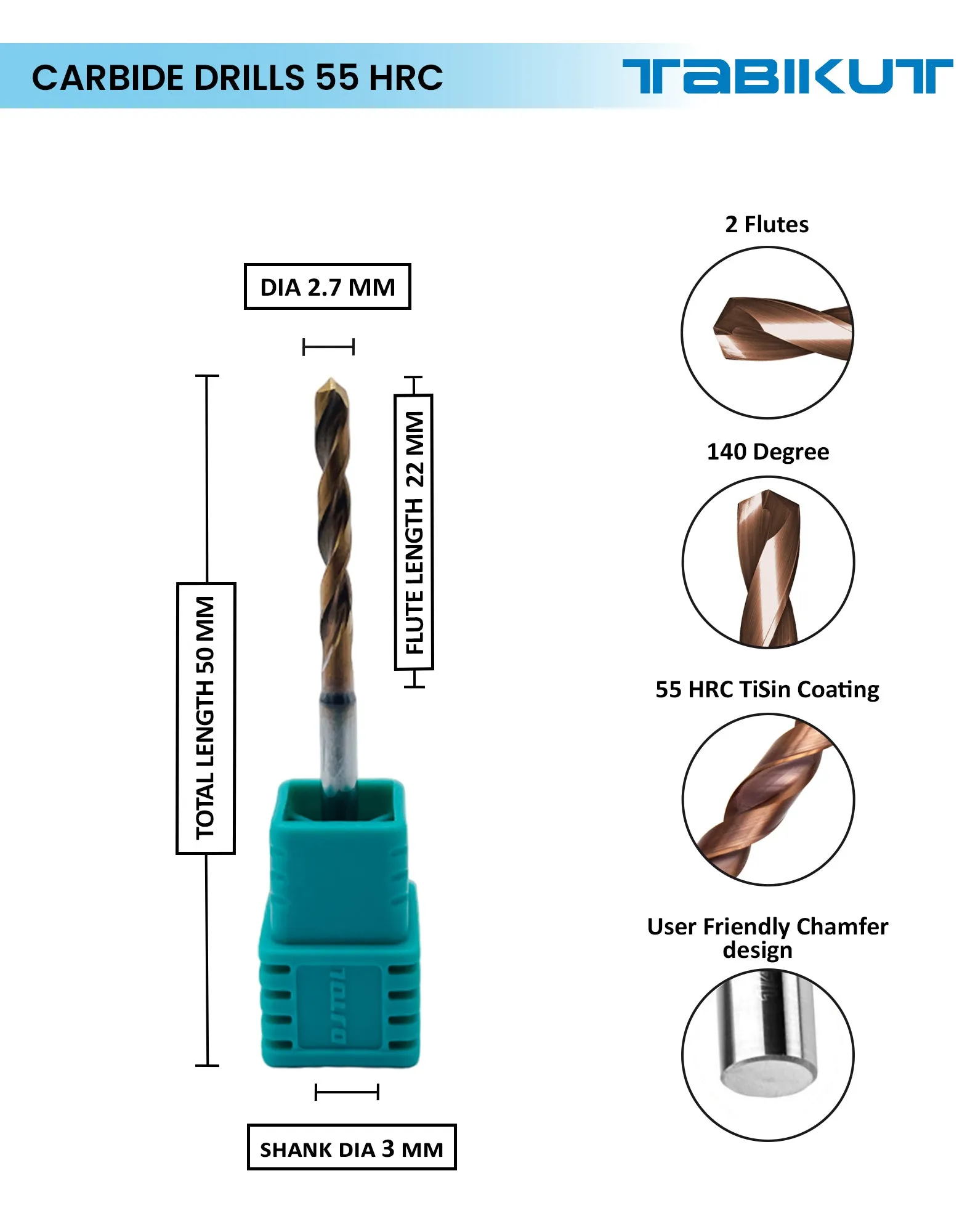 Tabikut drill 2 mm to 2.9 mm pack of 1 (1 piece as per size choosen )