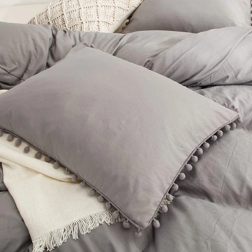 The Softy Pom Pom Gray Bed Set