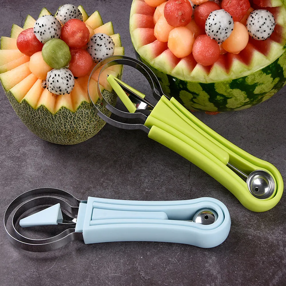 Three-in-one Stainless Steel Multi-purpose Fruit Ball Excavator Kitchen Tool