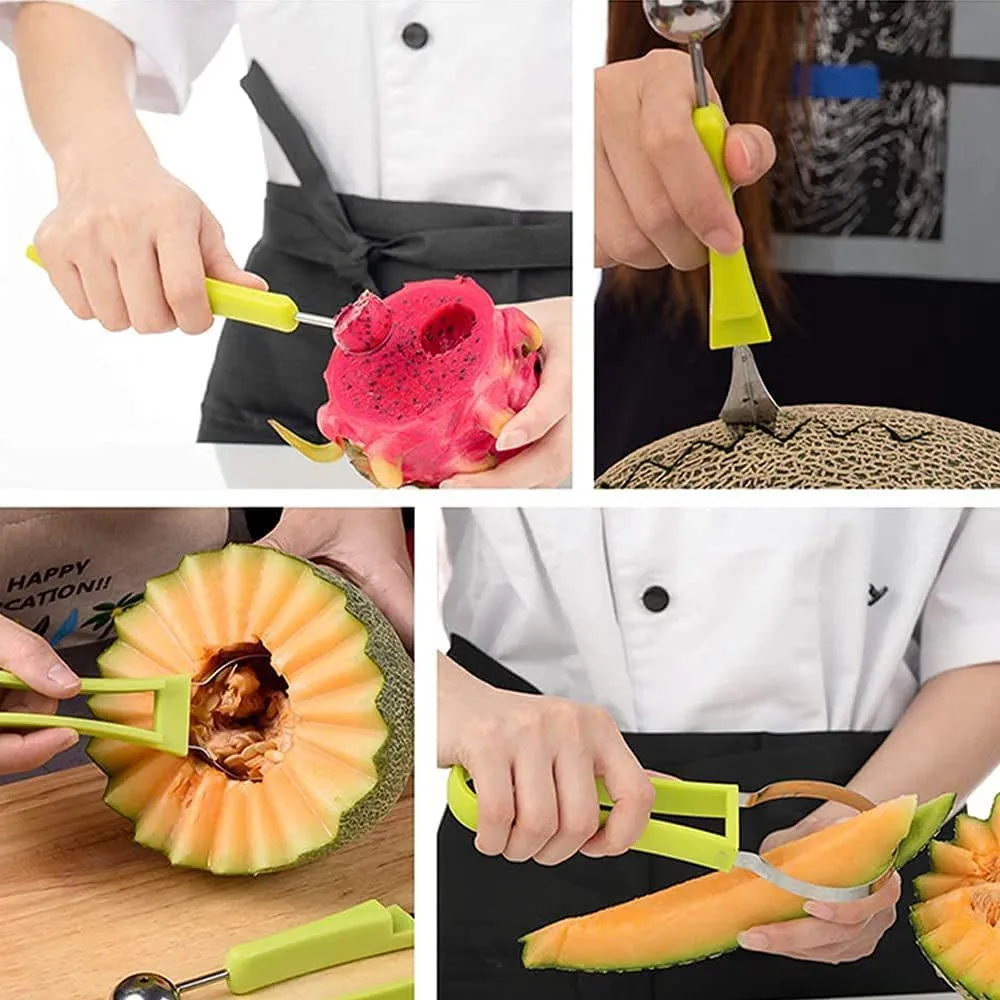 Three-in-one Stainless Steel Multi-purpose Fruit Ball Excavator Kitchen Tool