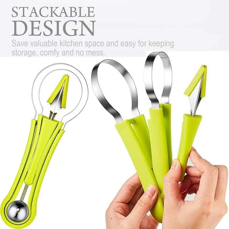 Three-in-one Stainless Steel Multi-purpose Fruit Ball Excavator Kitchen Tool