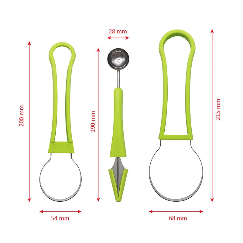 Three-in-one Stainless Steel Multi-purpose Fruit Ball Excavator Kitchen Tool