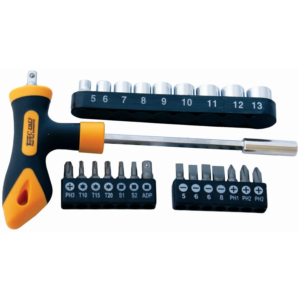 Tork Craft | Screwdriver Bit & Socket Set T Bar 24Pc