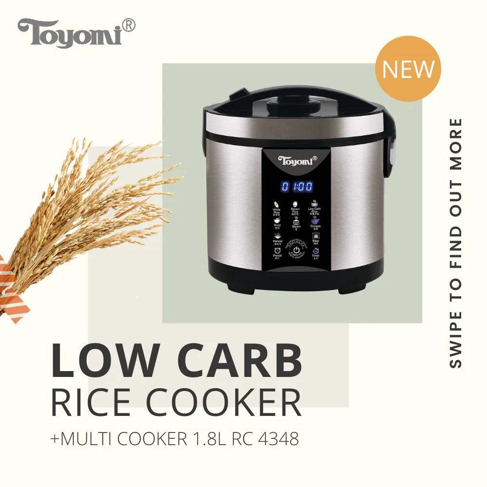 TOYOMI 1.8L Micro-com Low-Carb Stainless Steel Rice Cooker RC 4348SS