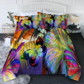 Tropical Hibiscus and Butterfly Comforter Set