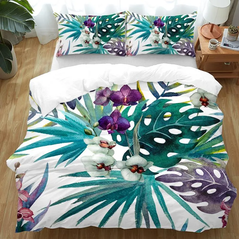 Tropical Orchids Duvet Cover Set