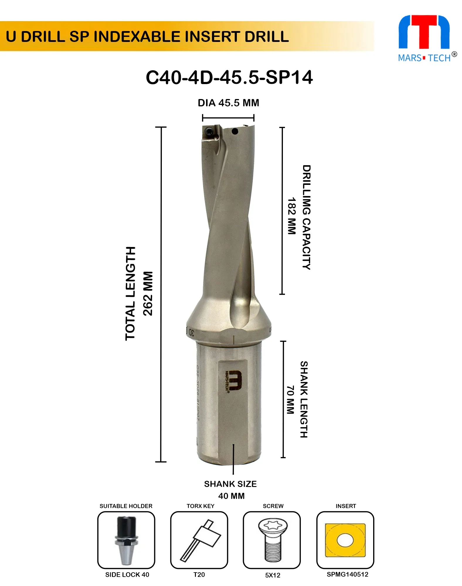 U drill 45.5 mm