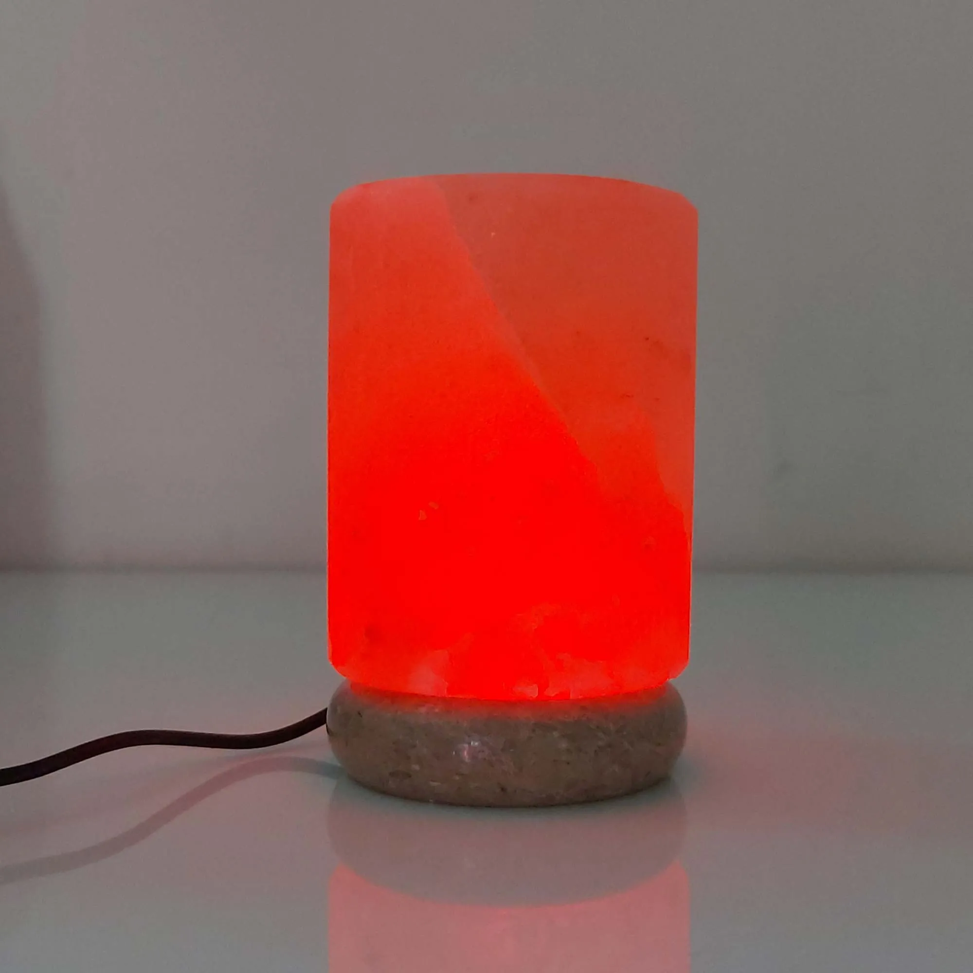 USB Colour Changing Salt Himalayan Lamp - Cylinder Shape Pink Rock LED Light