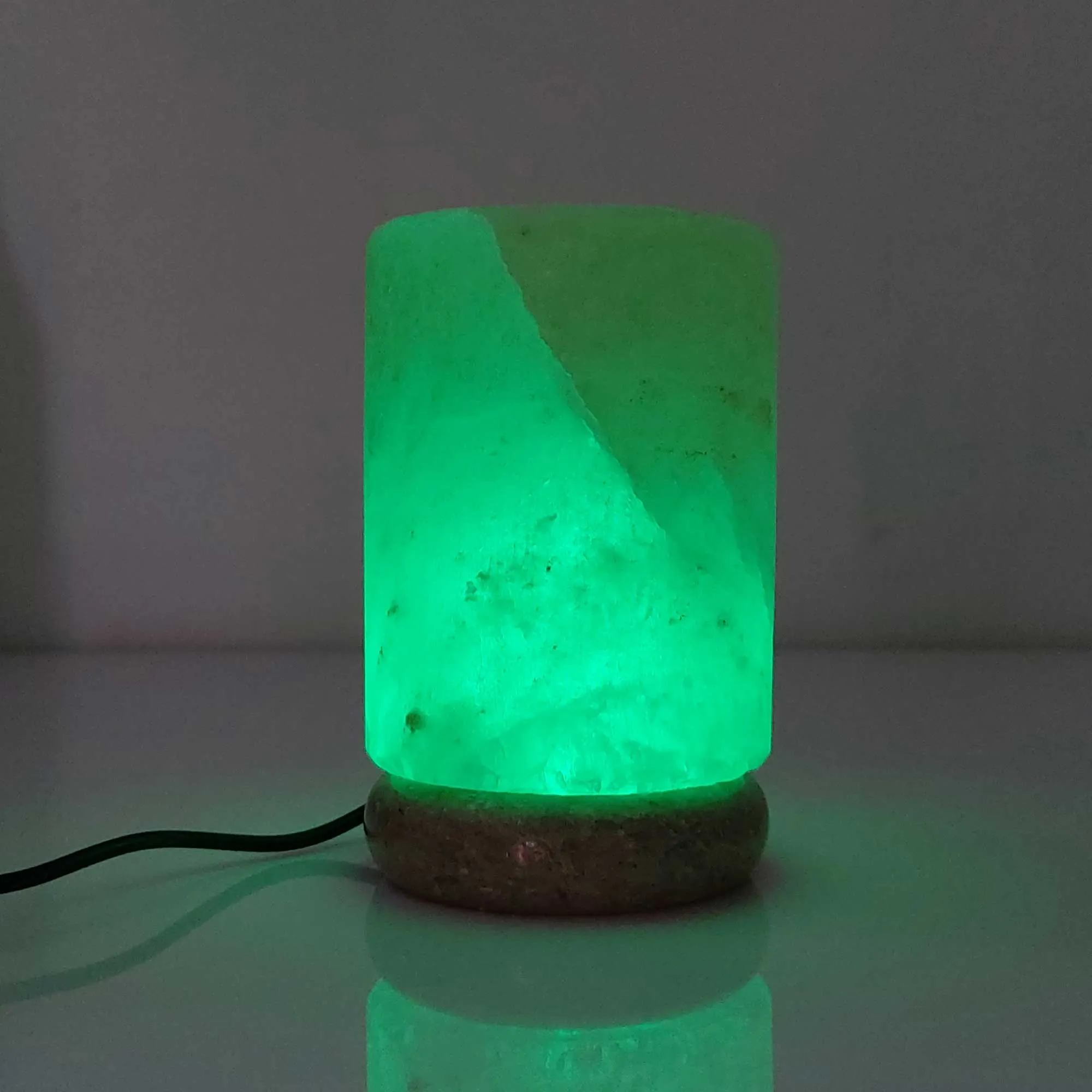 USB Colour Changing Salt Himalayan Lamp - Cylinder Shape Pink Rock LED Light