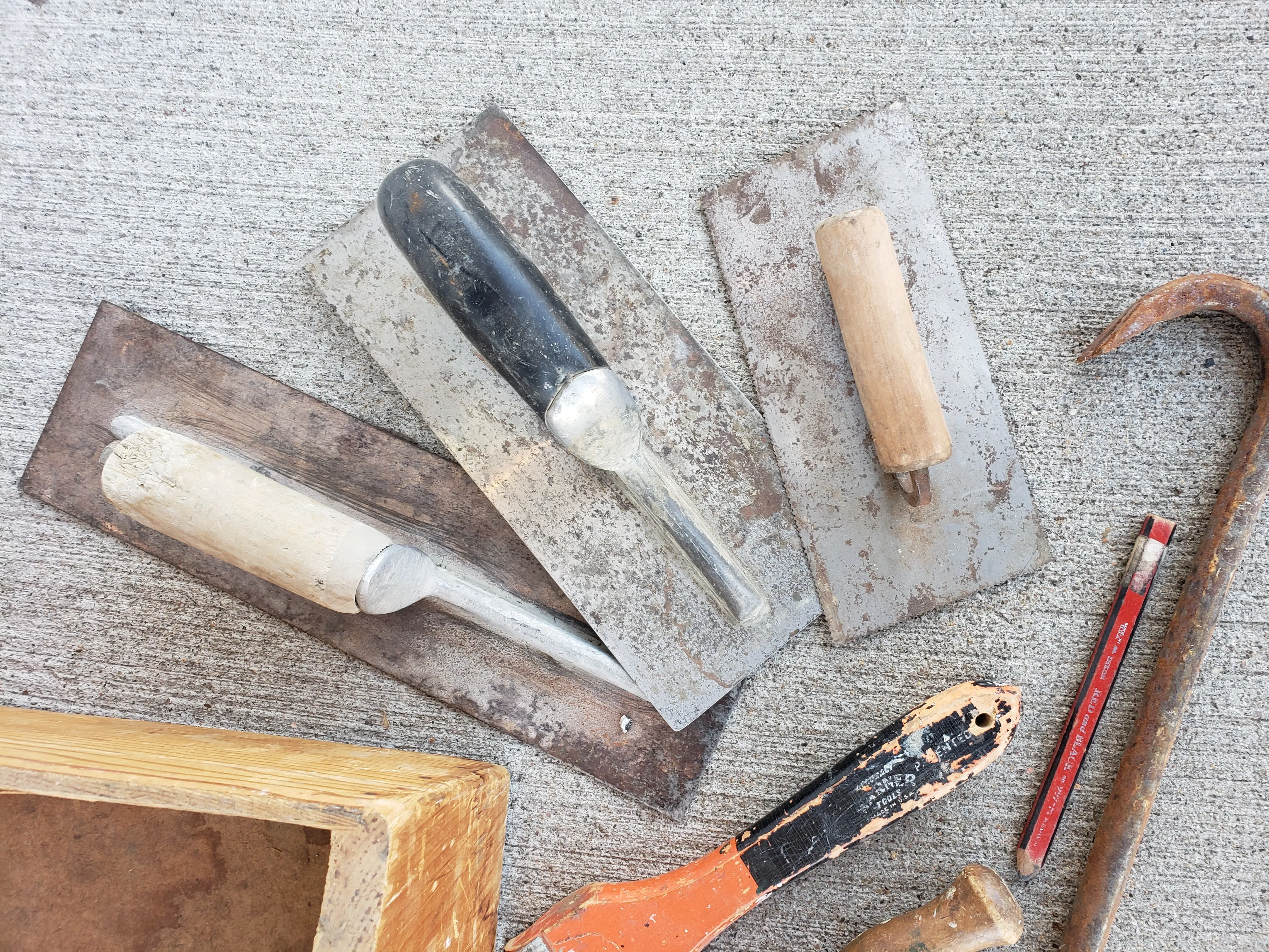 Vintage Tool Caddy with 9 Masonry Tools