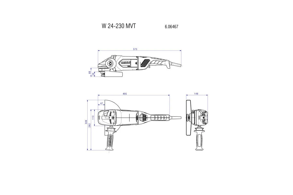 W 24-230 MVT SINGLE SPEED ANGLE 9 INCH GRINDER