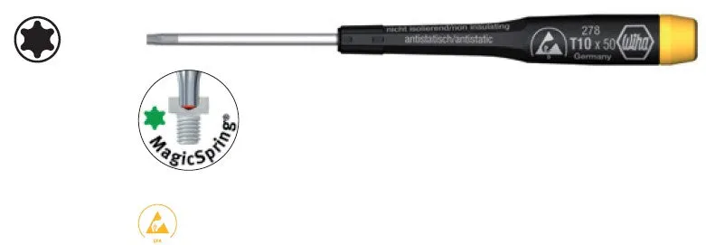 Wiha Precision ESD TORX® MagicSpring® Screwdriver T9 x 50mm