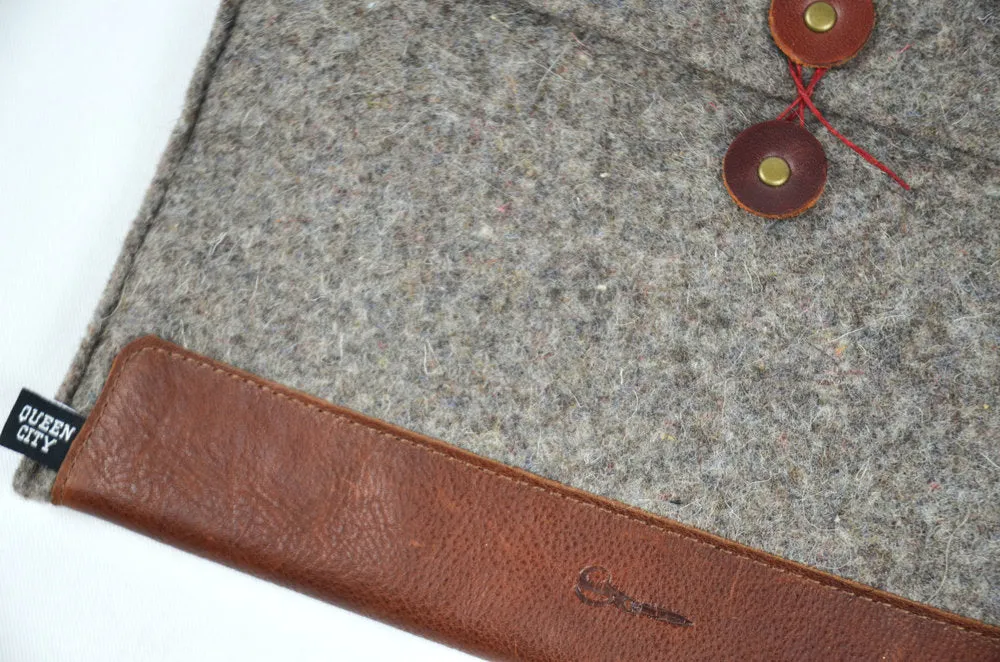 Wool &amp; Leather iPad Tablet Sleeve: 'Shears'