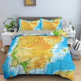 World Map Bedding Set for a Globally Inspired Décor