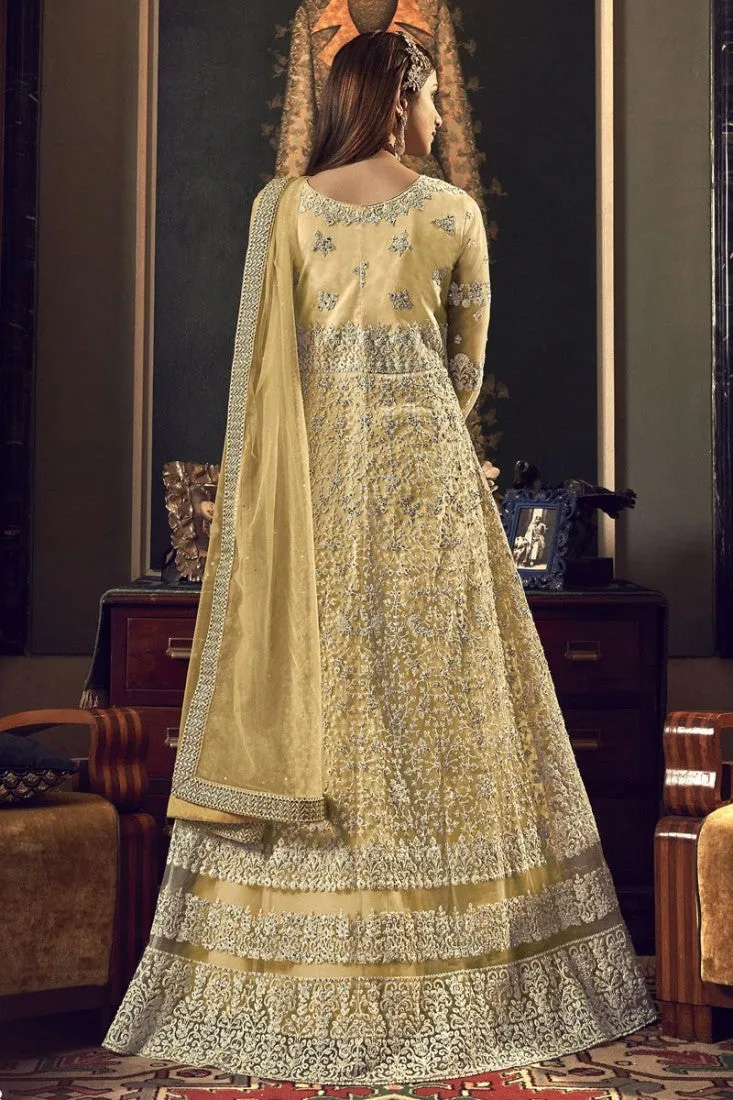 Yellow Embroidered Floor Length Anarkali Suit