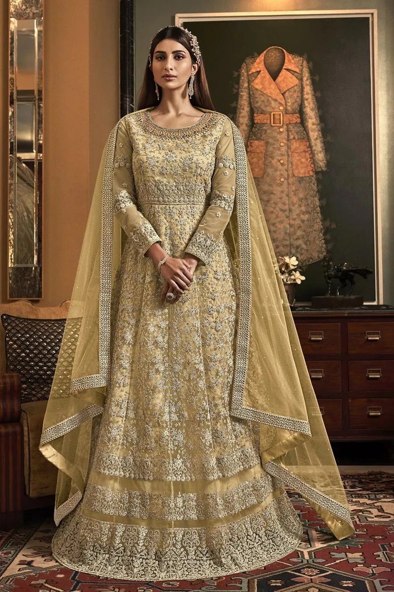 Yellow Embroidered Floor Length Anarkali Suit