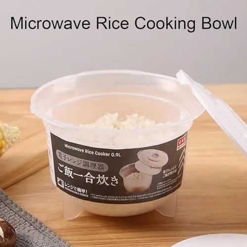 Zebroc Microwave Rice Cooking Cooker, Portable Steaming Rice Bowl With Lid For Microwave, Japanese Style Pasta Cooker-0.9L(900 Ml), Multicolor